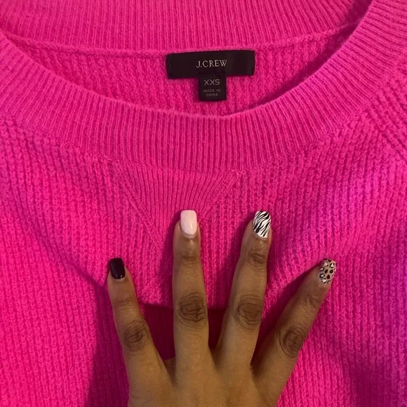 J. Crew Women's Bright Pink Crew Neck Sweater - Picture 4 of 4
